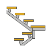 Calcular o tamanho da escada de metal com giro de 180 graus.